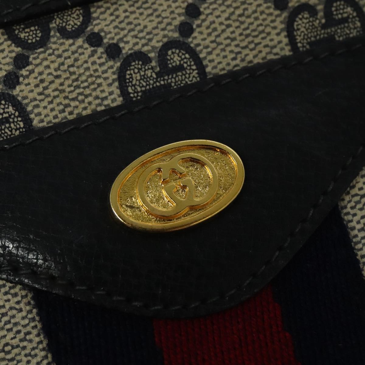 GUCCI GG Supreme Sherry Line Shoulder Bag PVC Navy Gold 41 02 013 Auth ep10484