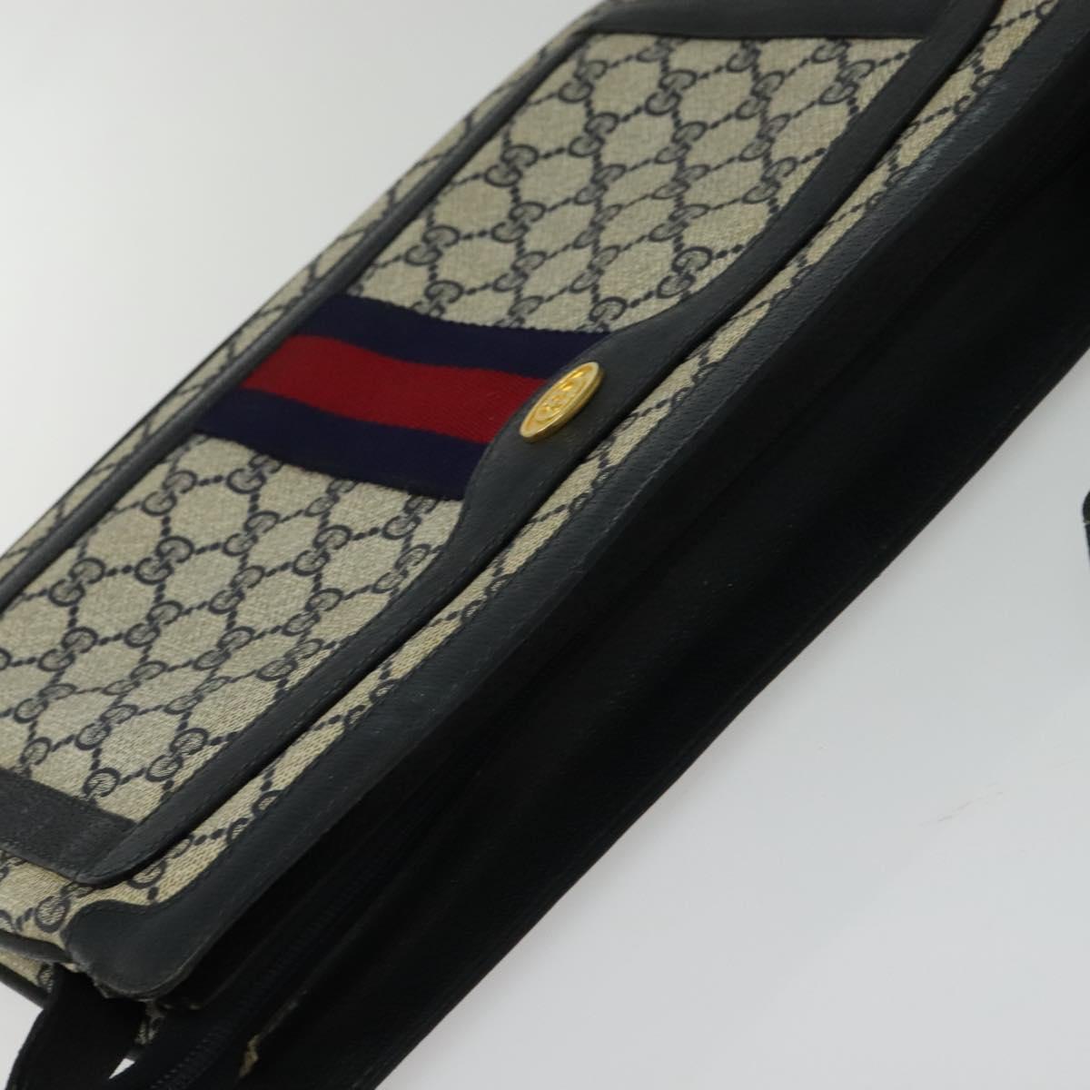 GUCCI GG Supreme Sherry Line Shoulder Bag PVC Navy Gold 41 02 013 Auth ep10484