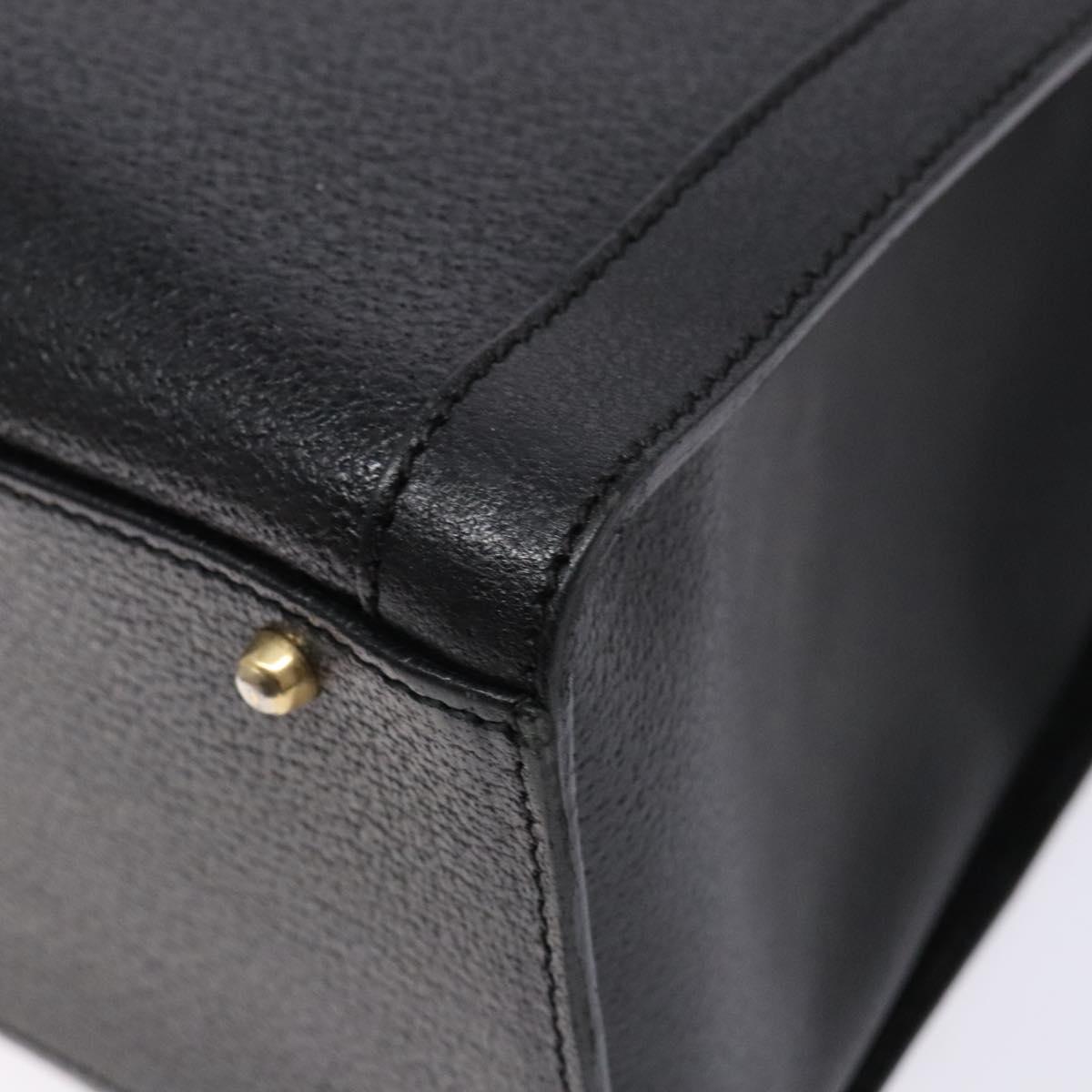 GUCCI Bamboo Hand Bag Leather Black Gold Auth ep10488