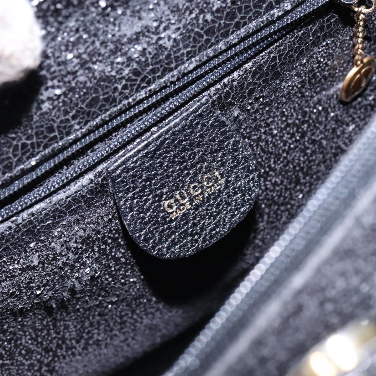 GUCCI Bamboo Hand Bag Leather Black Gold Auth ep10488