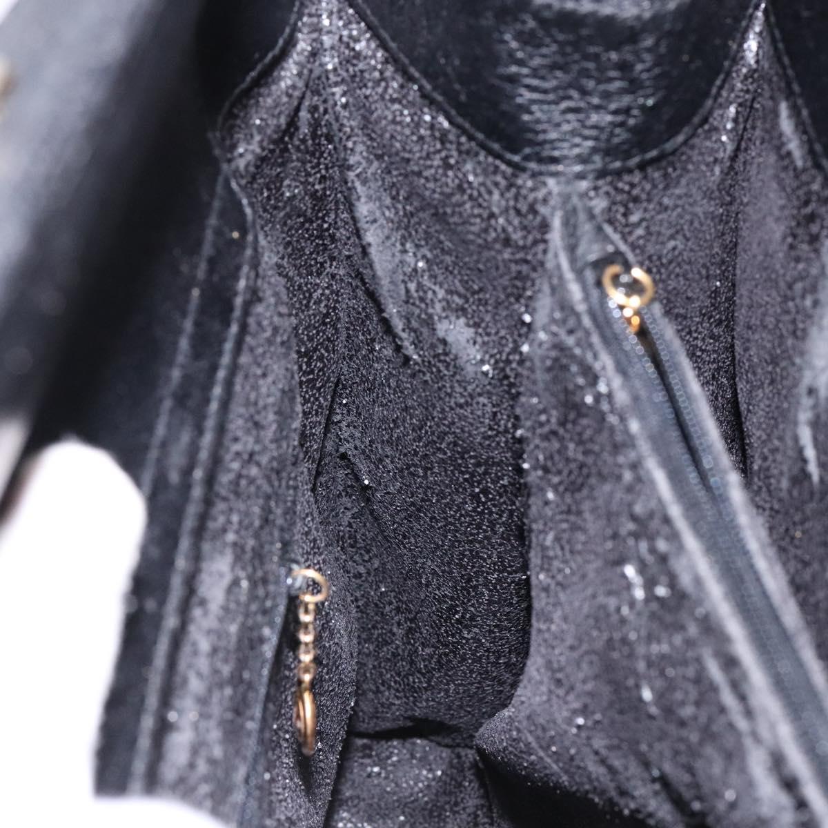 GUCCI Bamboo Hand Bag Leather Black Gold Auth ep10488