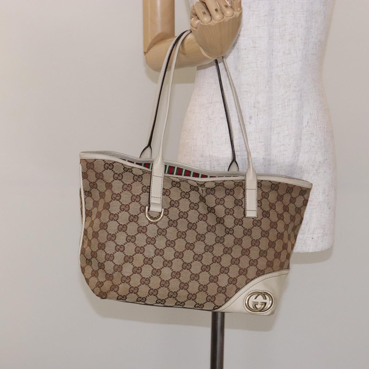 GUCCI GG Canvas Tote Bag Beige Gold 169946 Auth ep10492