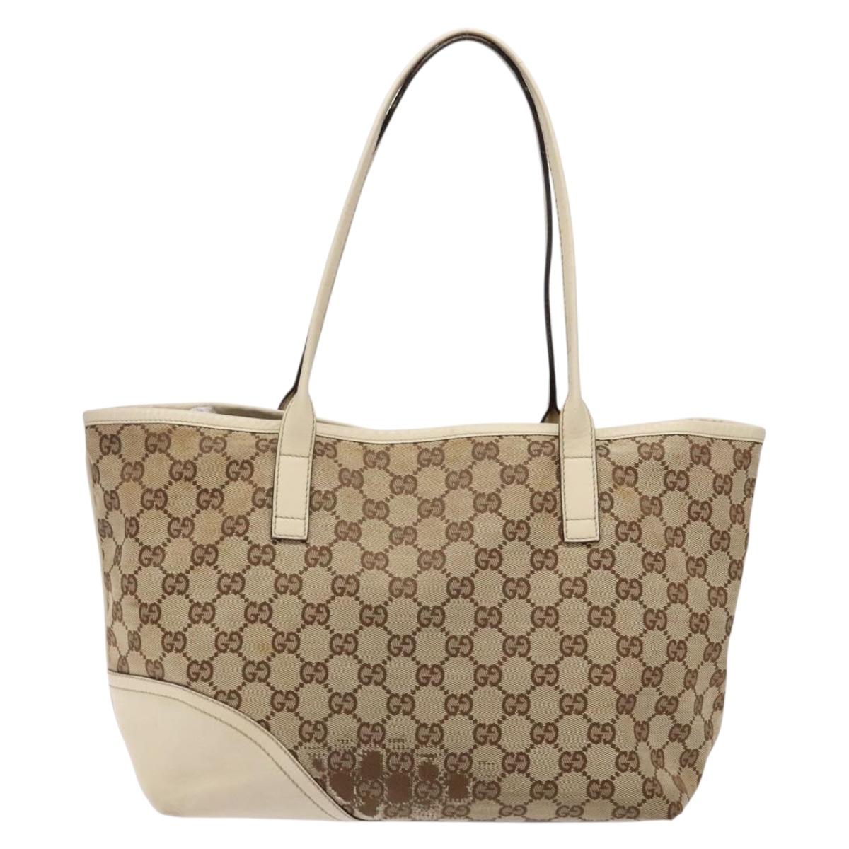 GUCCI GG Canvas Tote Bag Beige Gold 169946 Auth ep10492