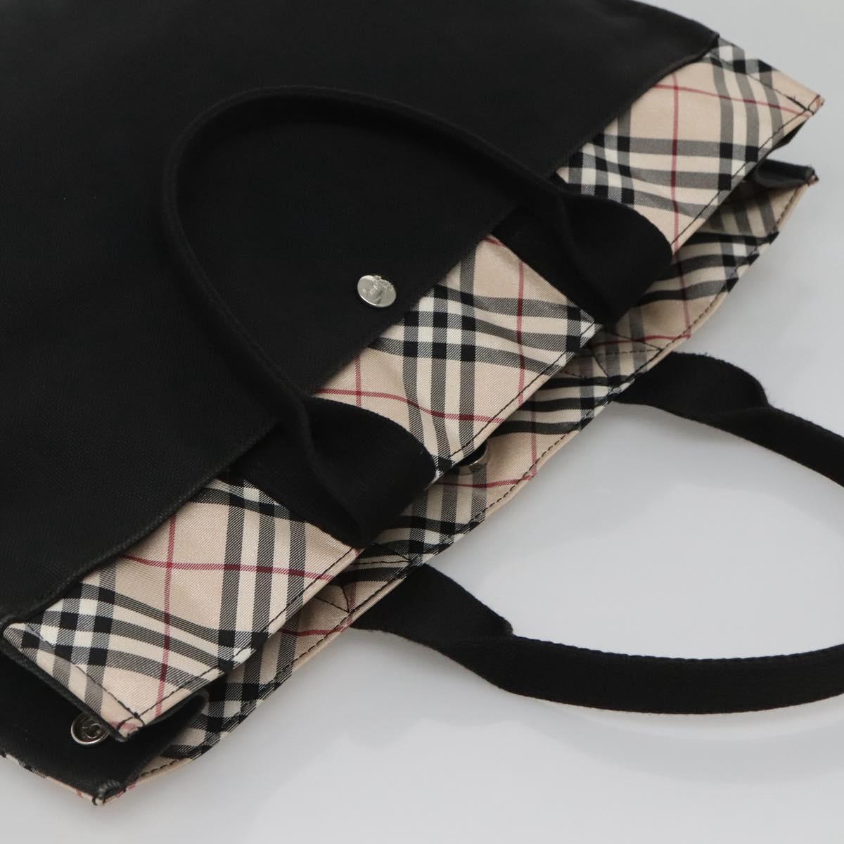 BURBERRY Nova Check Blue Label Hand Bag Canvas Black Beige Auth ep10498