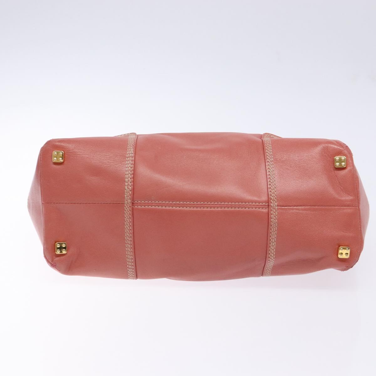 LOEWE Anagram Hand Bag Leather Pink Gold Auth ep10499