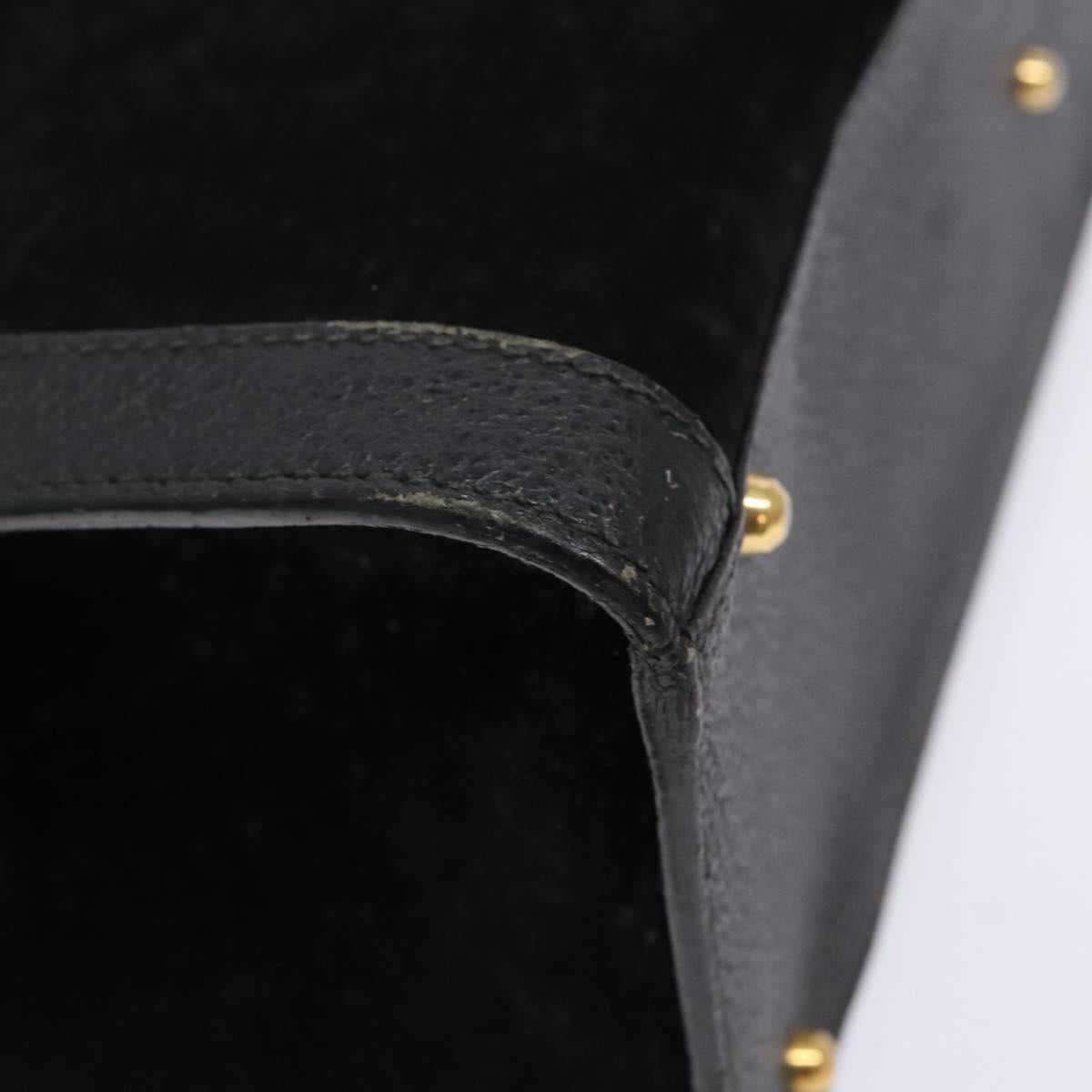 GUCCI Bamboo Hand Bag Suede Leather Black Gold 002 1186 0260 Auth ep10501