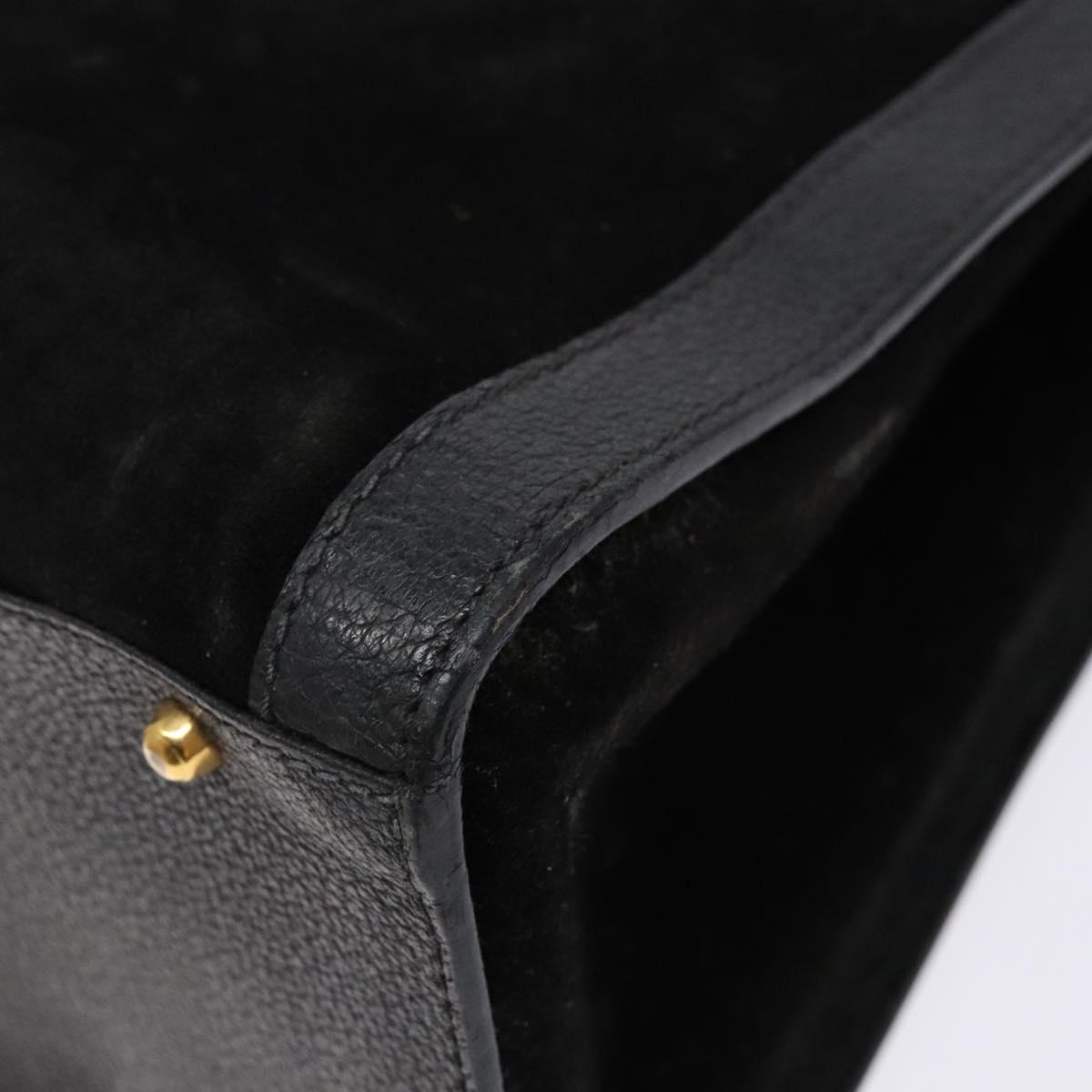 GUCCI Bamboo Hand Bag Suede Leather Black Gold 002 1186 0260 Auth ep10501