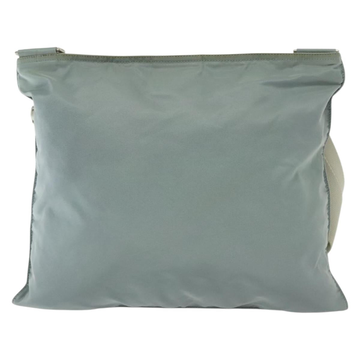 PRADA Shoulder Bag Nylon Light Blue Silver Auth ep10502