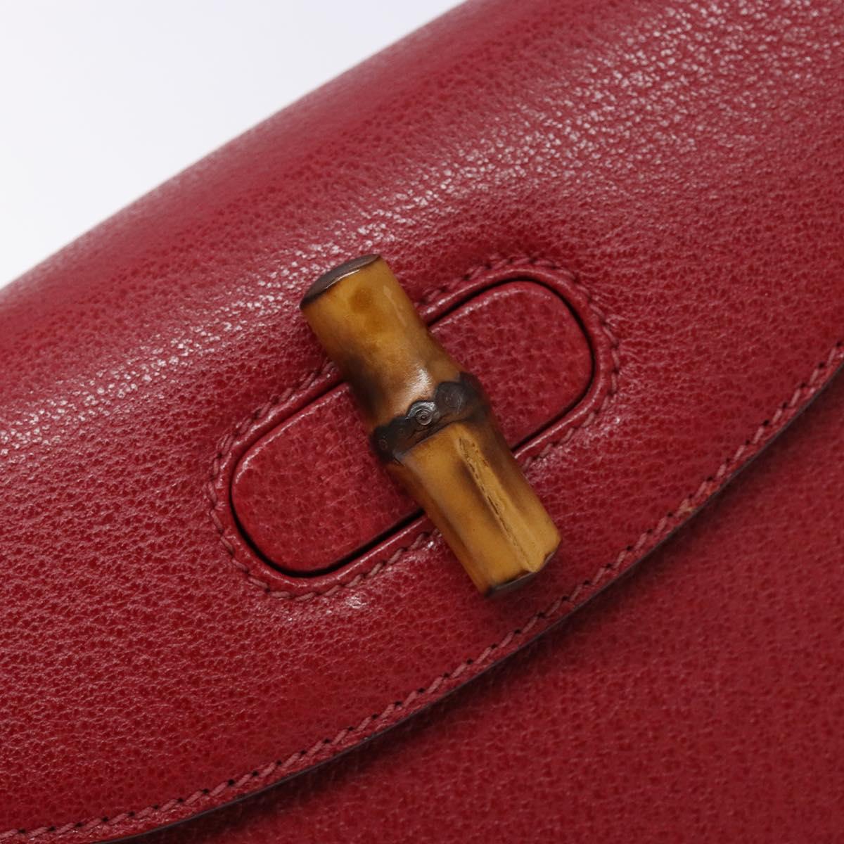 GUCCI Bamboo Hand Bag Leather Red Gold 000 46 0188 Auth ep10510