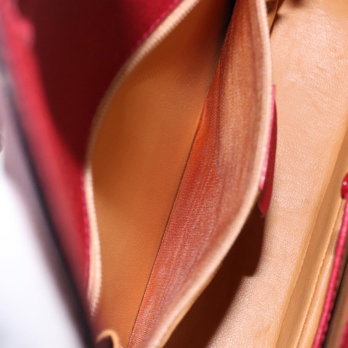 GUCCI Bamboo Hand Bag Leather Red Gold 000 46 0188 Auth ep10510