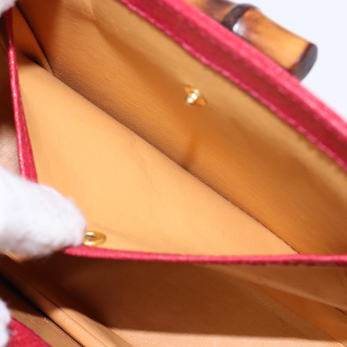 GUCCI Bamboo Hand Bag Leather Red Gold 000 46 0188 Auth ep10510
