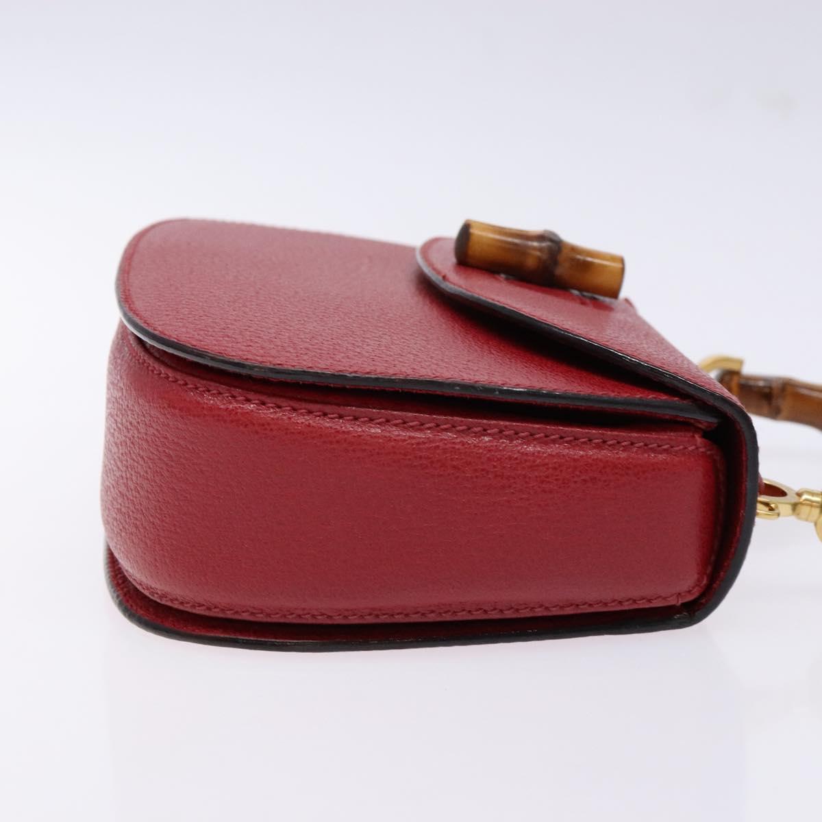 GUCCI Bamboo Hand Bag Leather Red Gold 000 46 0188 Auth ep10510