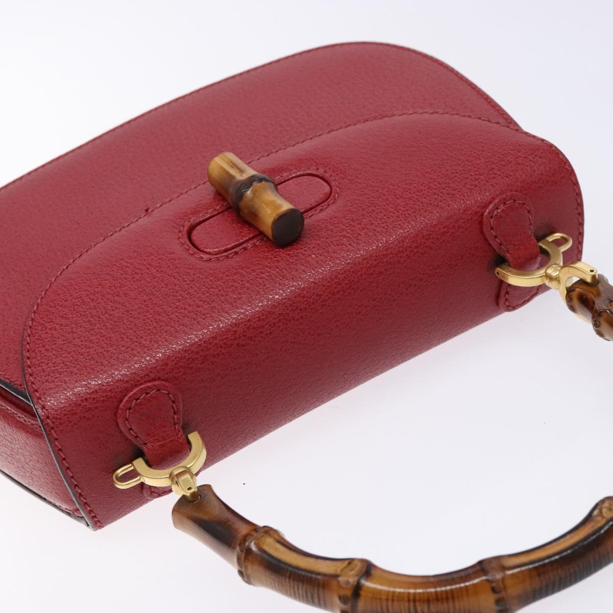 GUCCI Bamboo Hand Bag Leather Red Gold 000 46 0188 Auth ep10510