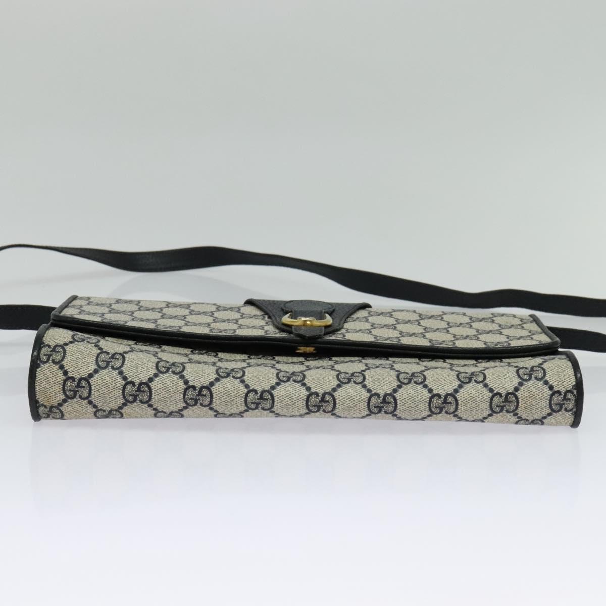 GUCCI GG Supreme Shoulder Bag PVC Navy Gold Auth ep10523