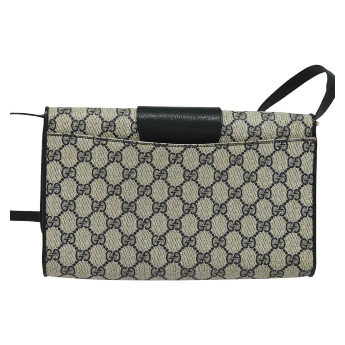 GUCCI GG Supreme Shoulder Bag PVC Navy Gold Auth ep10523