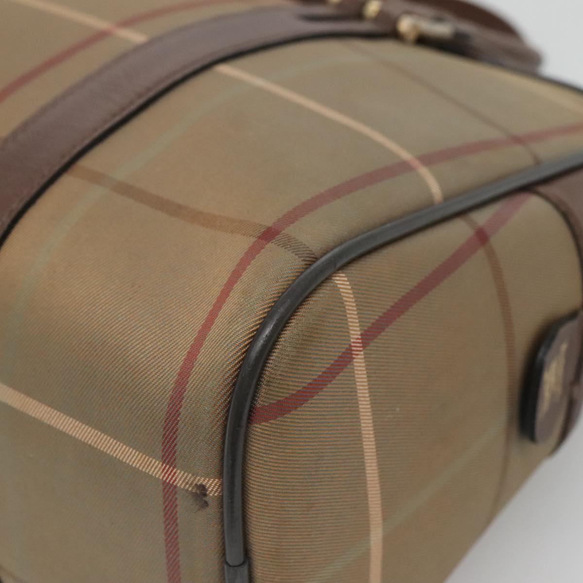 Burberrys Nova Check Hand Bag Canvas Gold Beige Auth ep10525