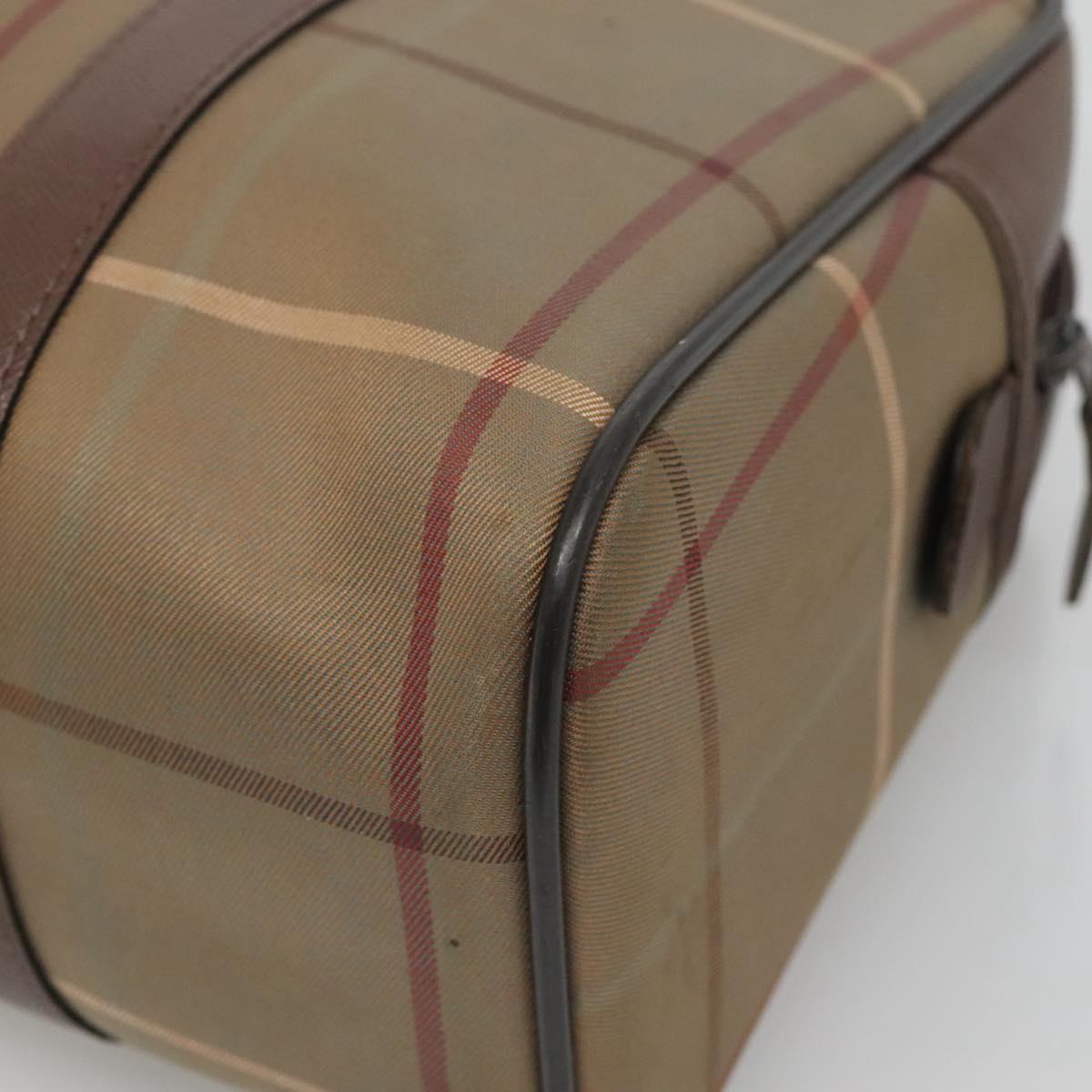 Burberrys Nova Check Hand Bag Canvas Gold Beige Auth ep10525