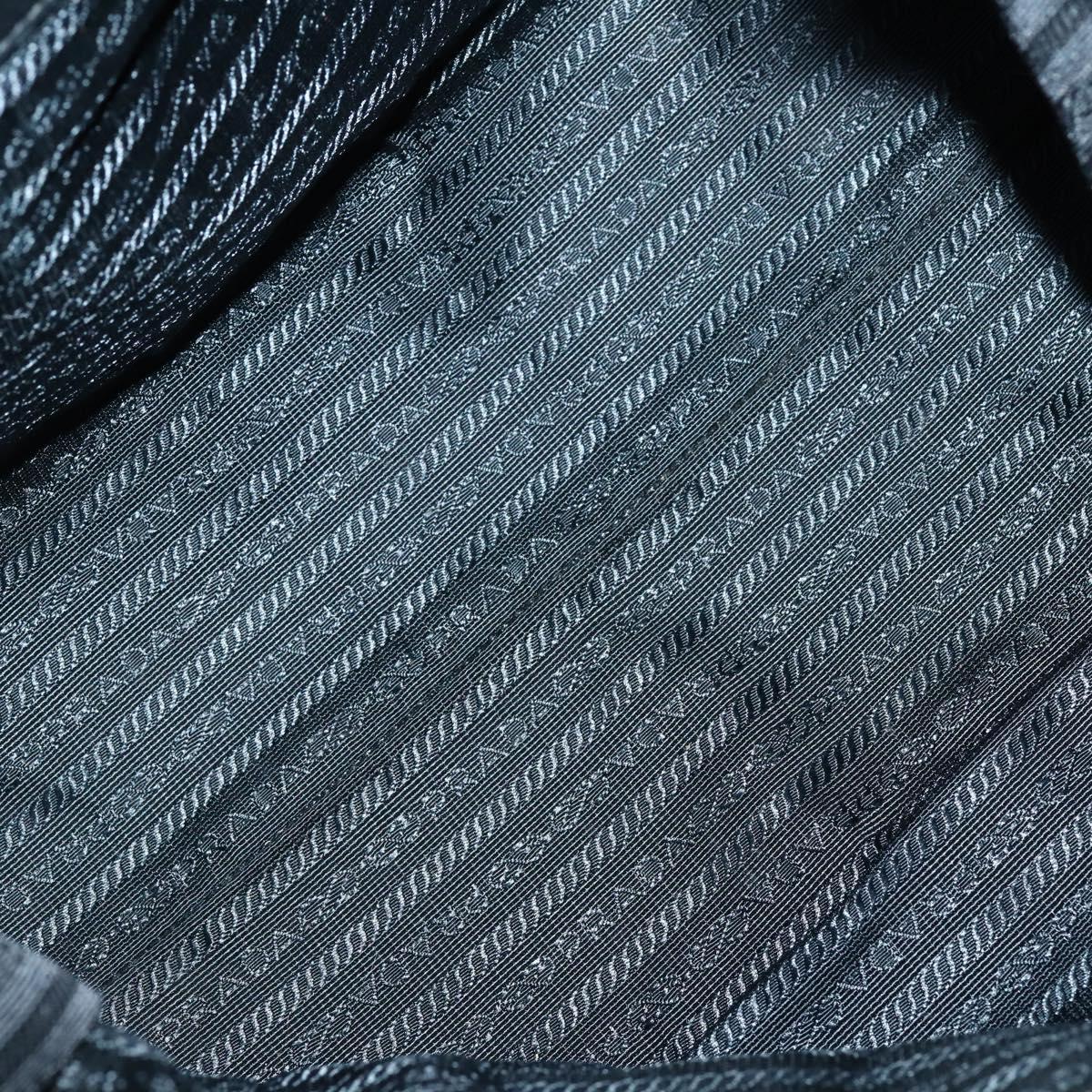 PRADA Tote Bag Leather 2way Black Silver Auth ep10526