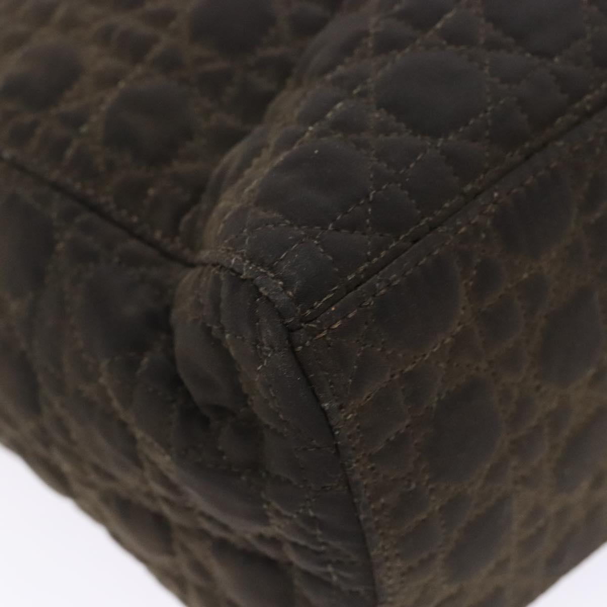 Christian Dior Lady Dior Canage Hand Bag Nylon Khaki Gold Auth ep10529