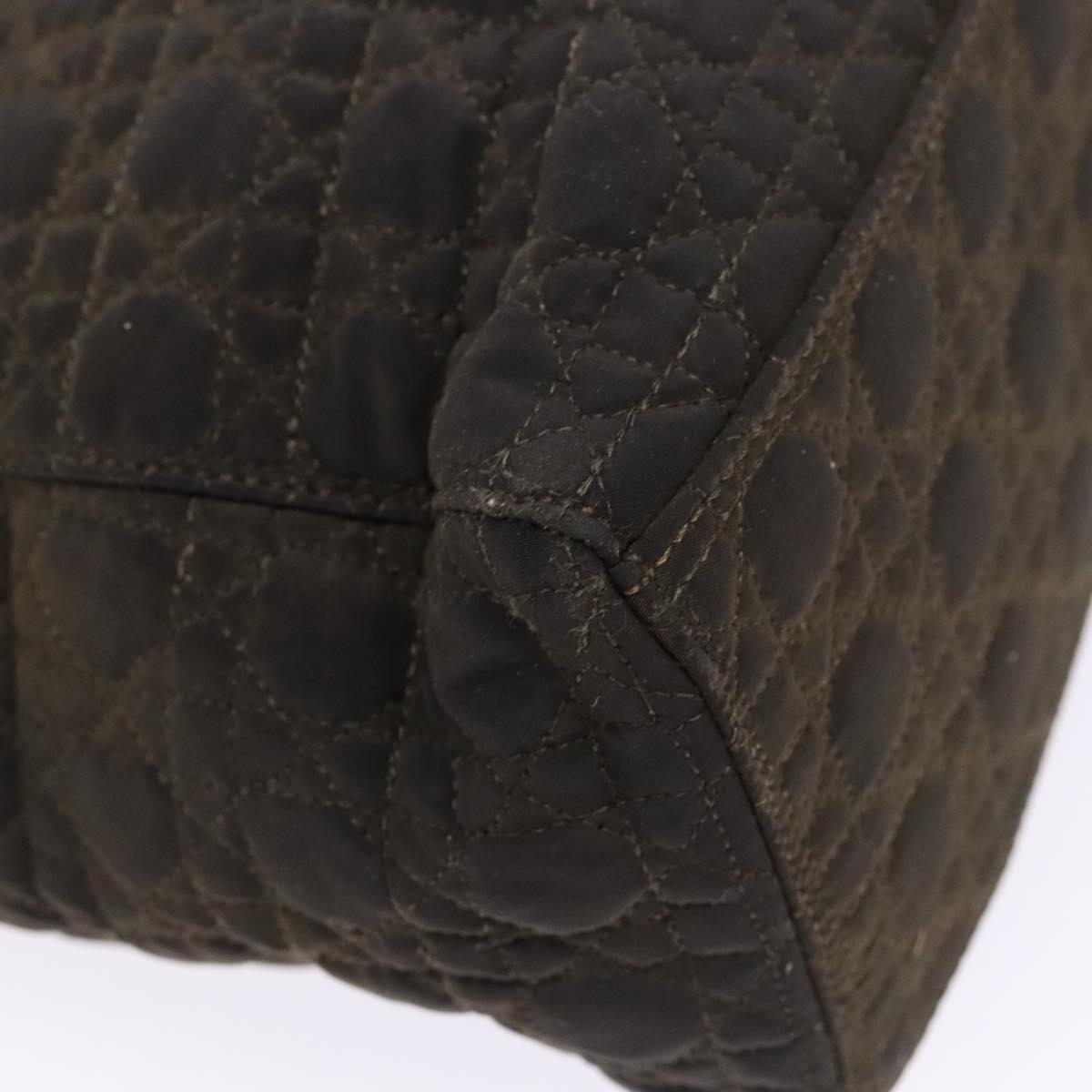 Christian Dior Lady Dior Canage Hand Bag Nylon Khaki Gold Auth ep10529