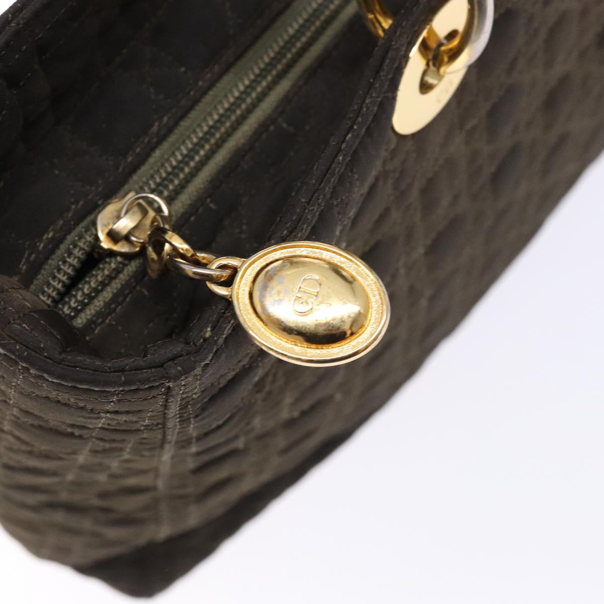 Christian Dior Lady Dior Canage Hand Bag Nylon Khaki Gold Auth ep10529