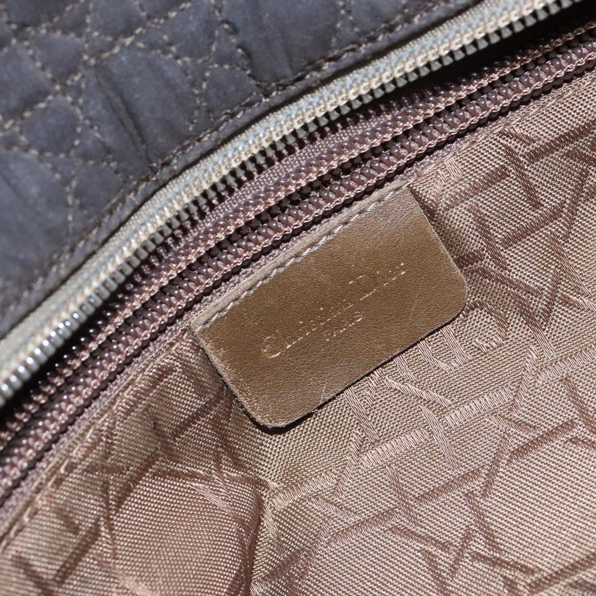 Christian Dior Lady Dior Canage Hand Bag Nylon Khaki Gold Auth ep10529