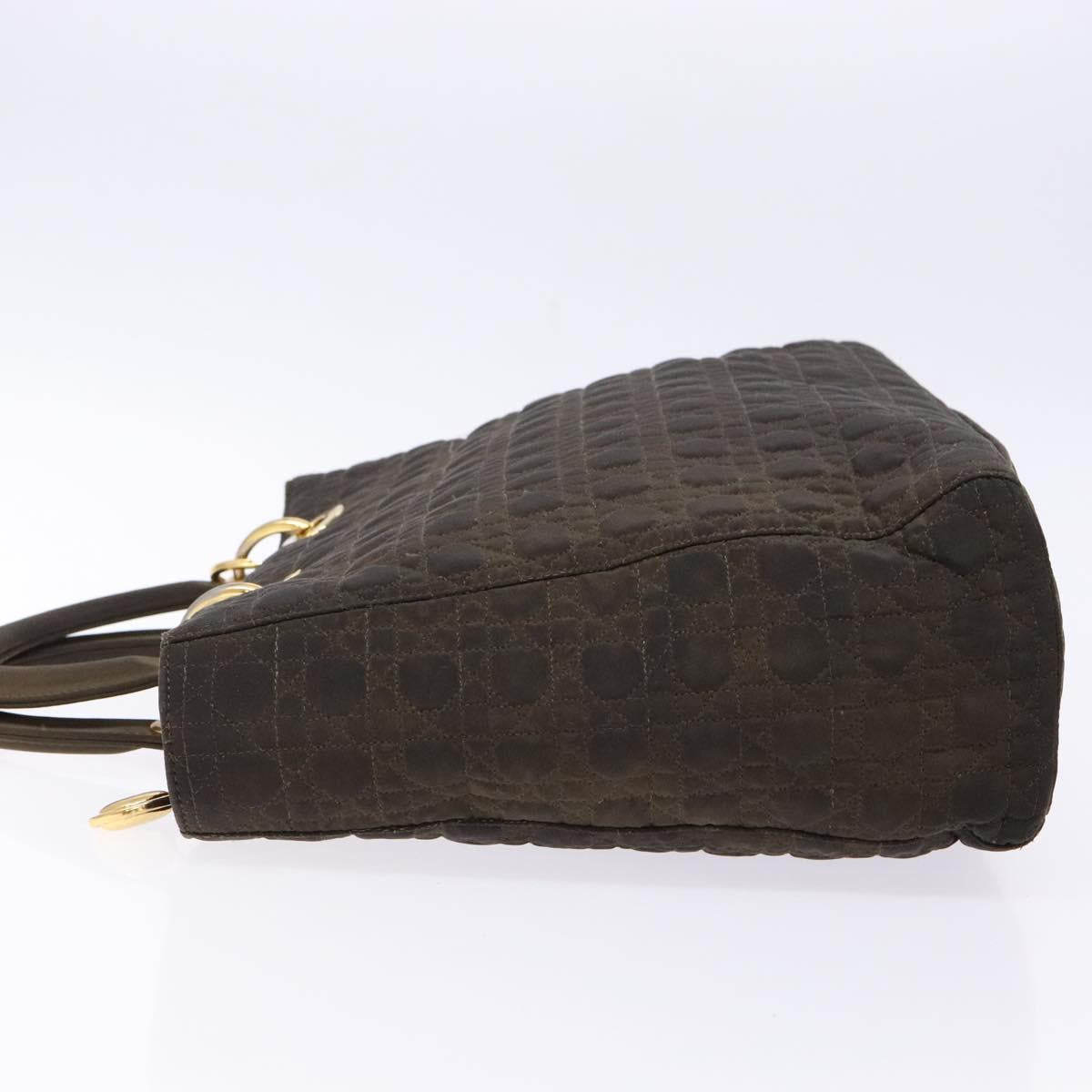 Christian Dior Lady Dior Canage Hand Bag Nylon Khaki Gold Auth ep10529
