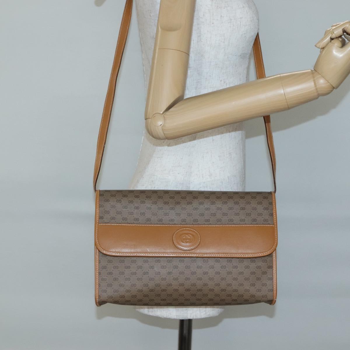 GUCCI Micro GG Supreme Shoulder Bag PVC Beige Gold 004 58 0264 Auth ep10535