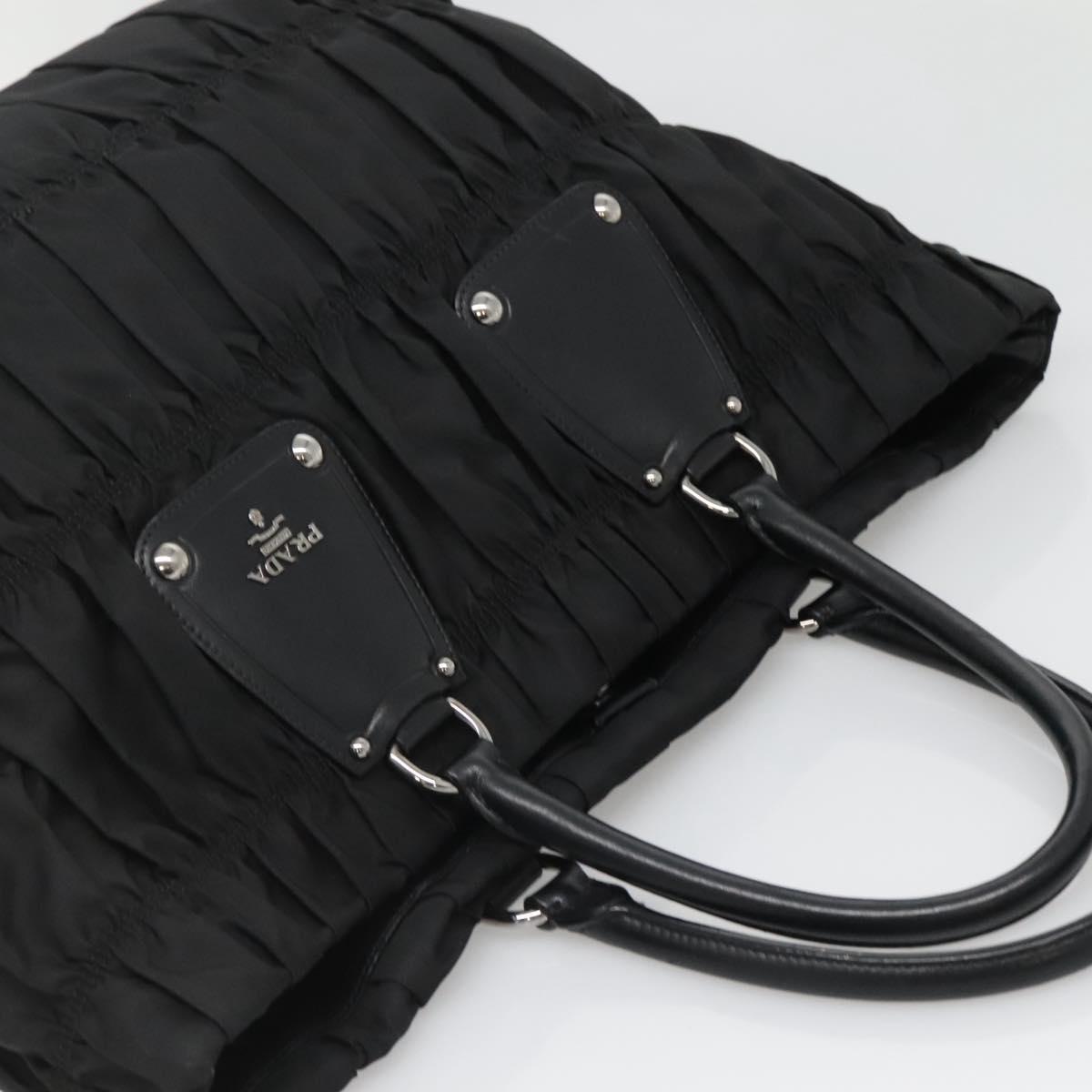 PRADA Tote Bag Nylon Black Silver Auth ep10543
