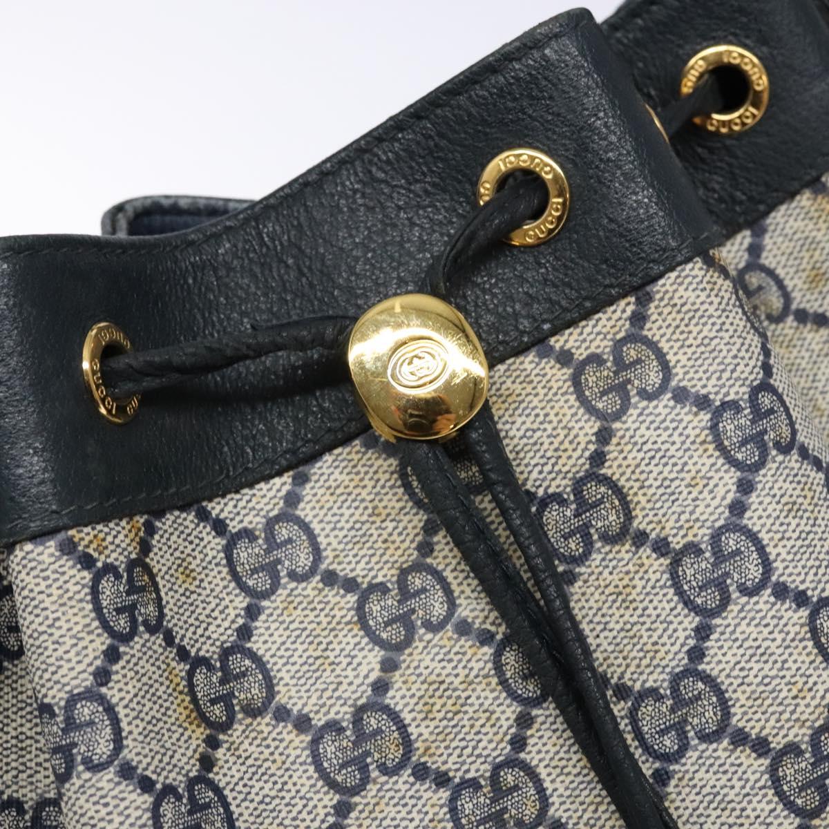 GUCCI GG Supreme Sherry Line Shoulder Bag PVC Navy Gold 164 02 034 Auth ep10545