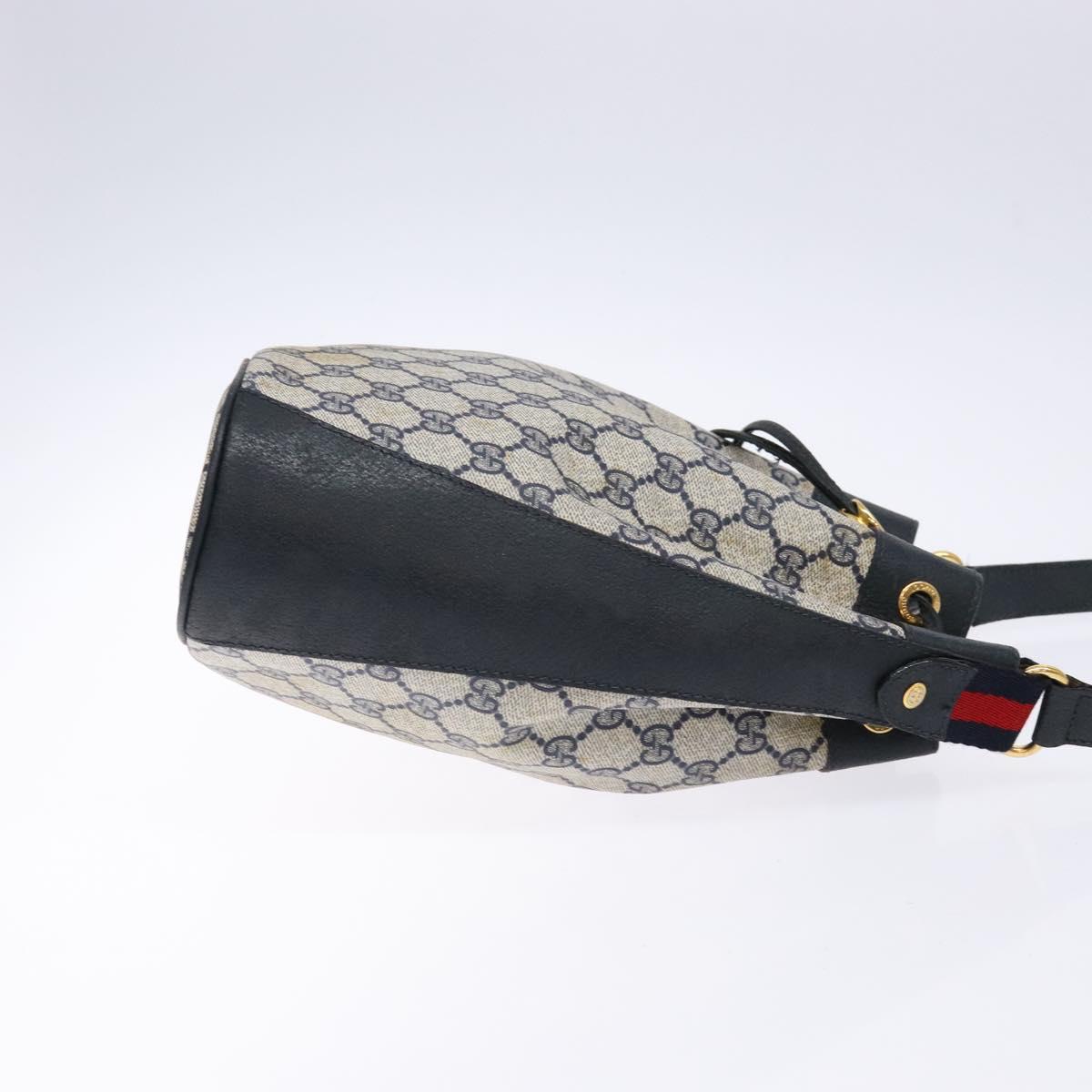 GUCCI GG Supreme Sherry Line Shoulder Bag PVC Navy Gold 164 02 034 Auth ep10545
