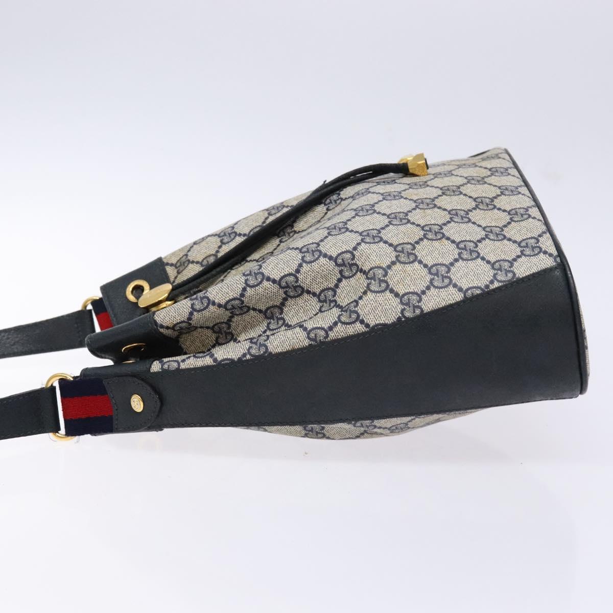 GUCCI GG Supreme Sherry Line Shoulder Bag PVC Navy Gold 164 02 034 Auth ep10545