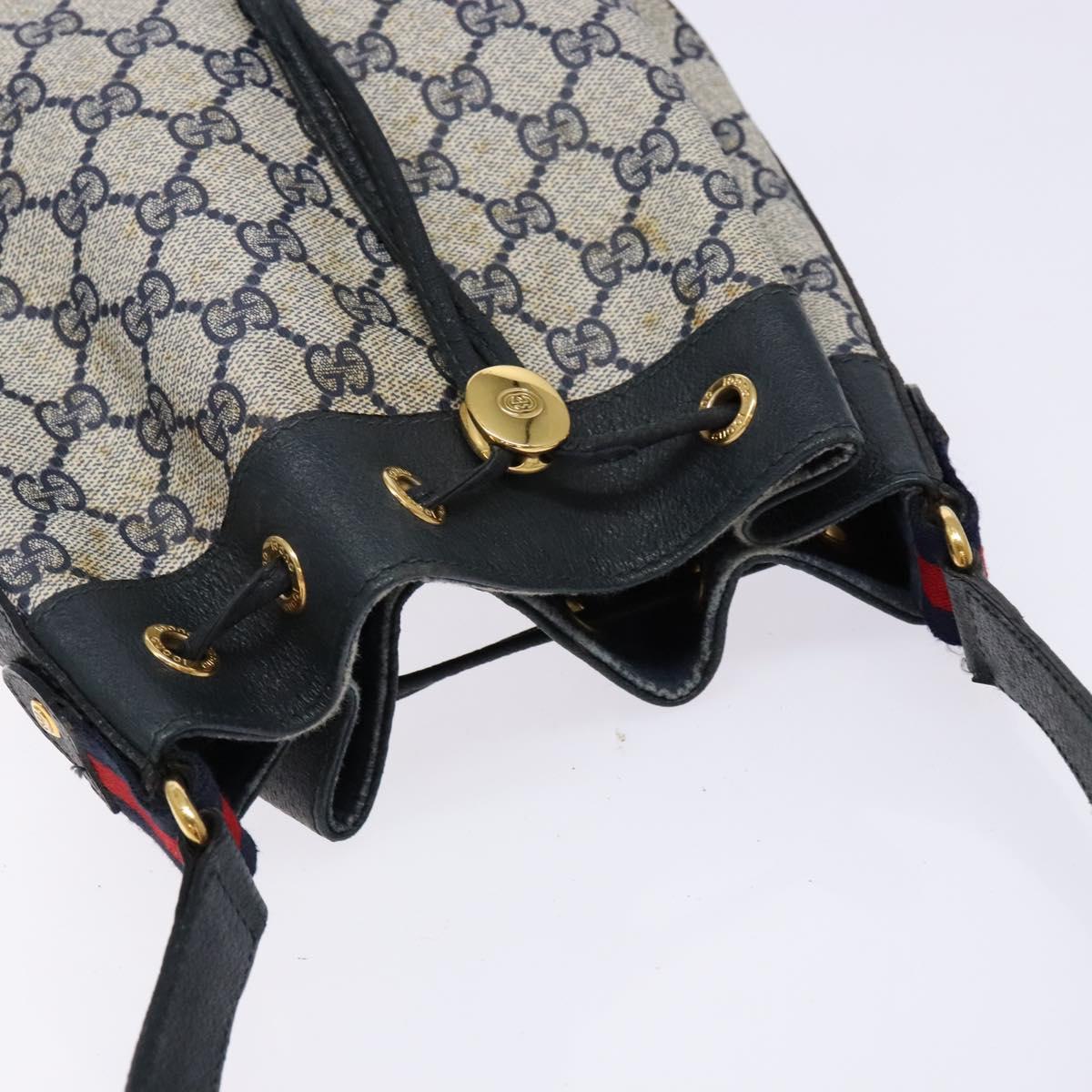 GUCCI GG Supreme Sherry Line Shoulder Bag PVC Navy Gold 164 02 034 Auth ep10545