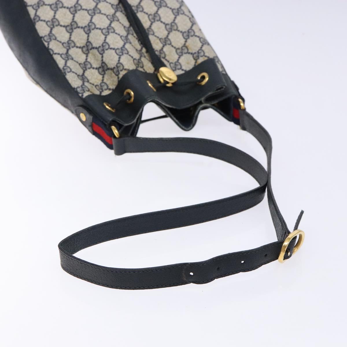 GUCCI GG Supreme Sherry Line Shoulder Bag PVC Navy Gold 164 02 034 Auth ep10545