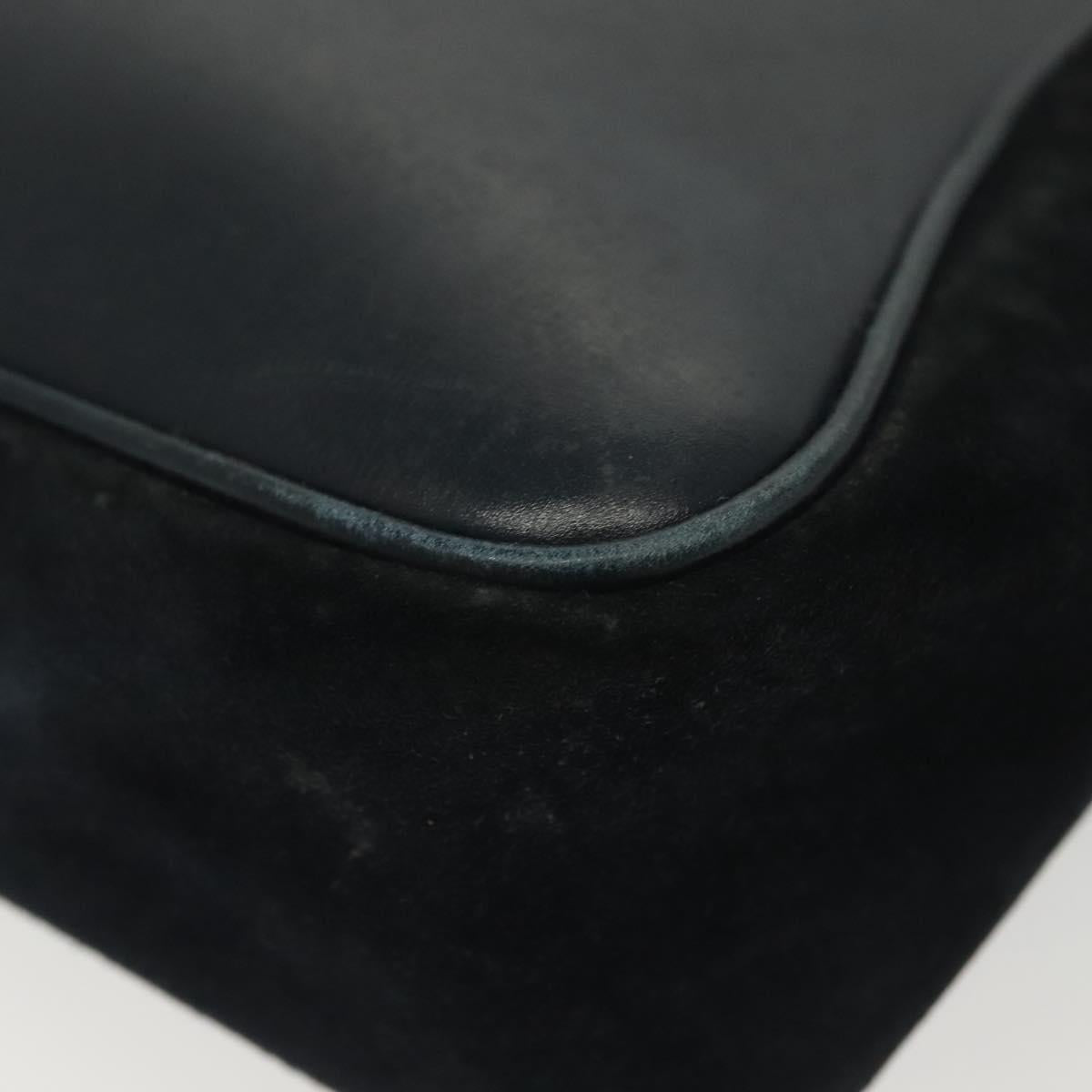 GUCCI Shoulder Bag Suede Navy Gold Auth ep10549