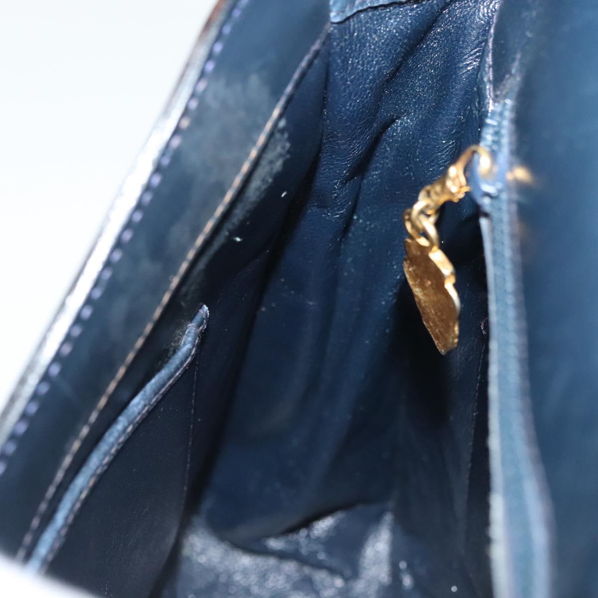GUCCI Shoulder Bag Suede Navy Gold Auth ep10549