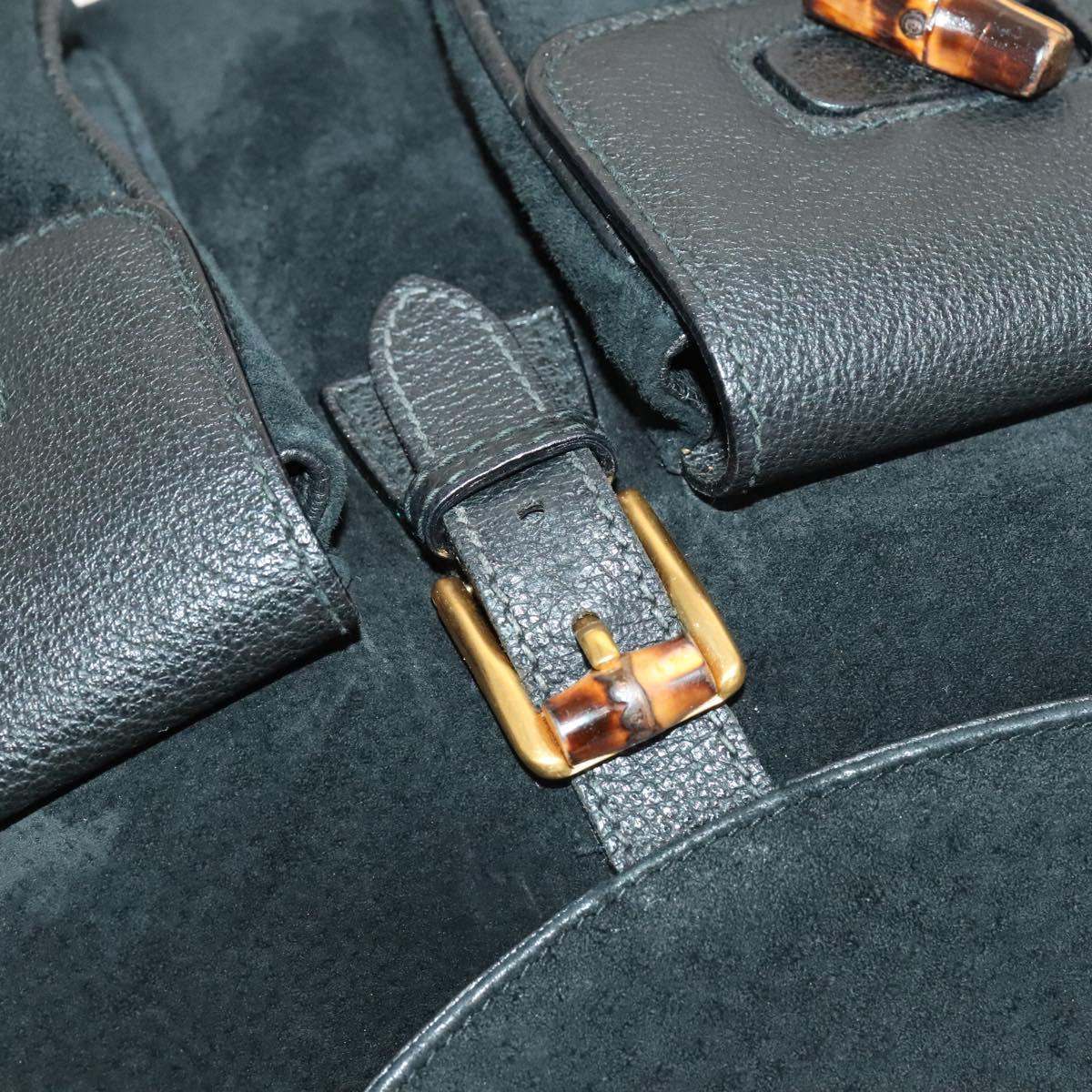 GUCCI Bamboo Backpack Suede Black Gold 003 2058 0016 Auth ep10550
