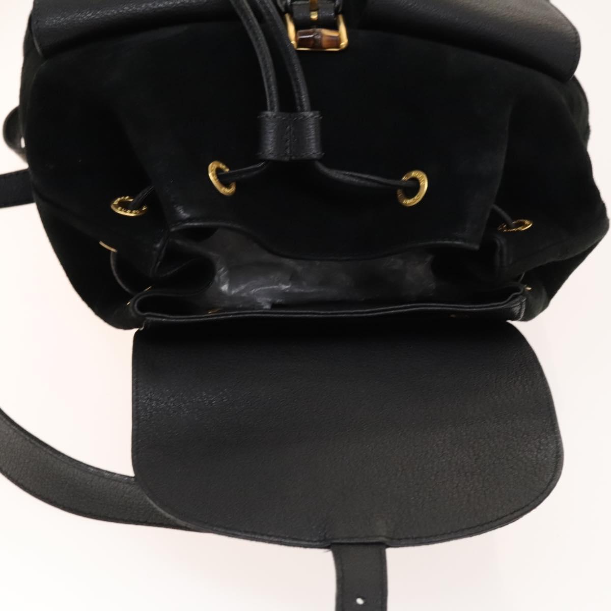 GUCCI Bamboo Backpack Suede Black Gold 003 2058 0016 Auth ep10550