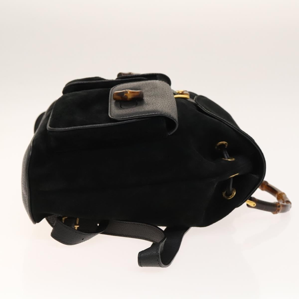 GUCCI Bamboo Backpack Suede Black Gold 003 2058 0016 Auth ep10550
