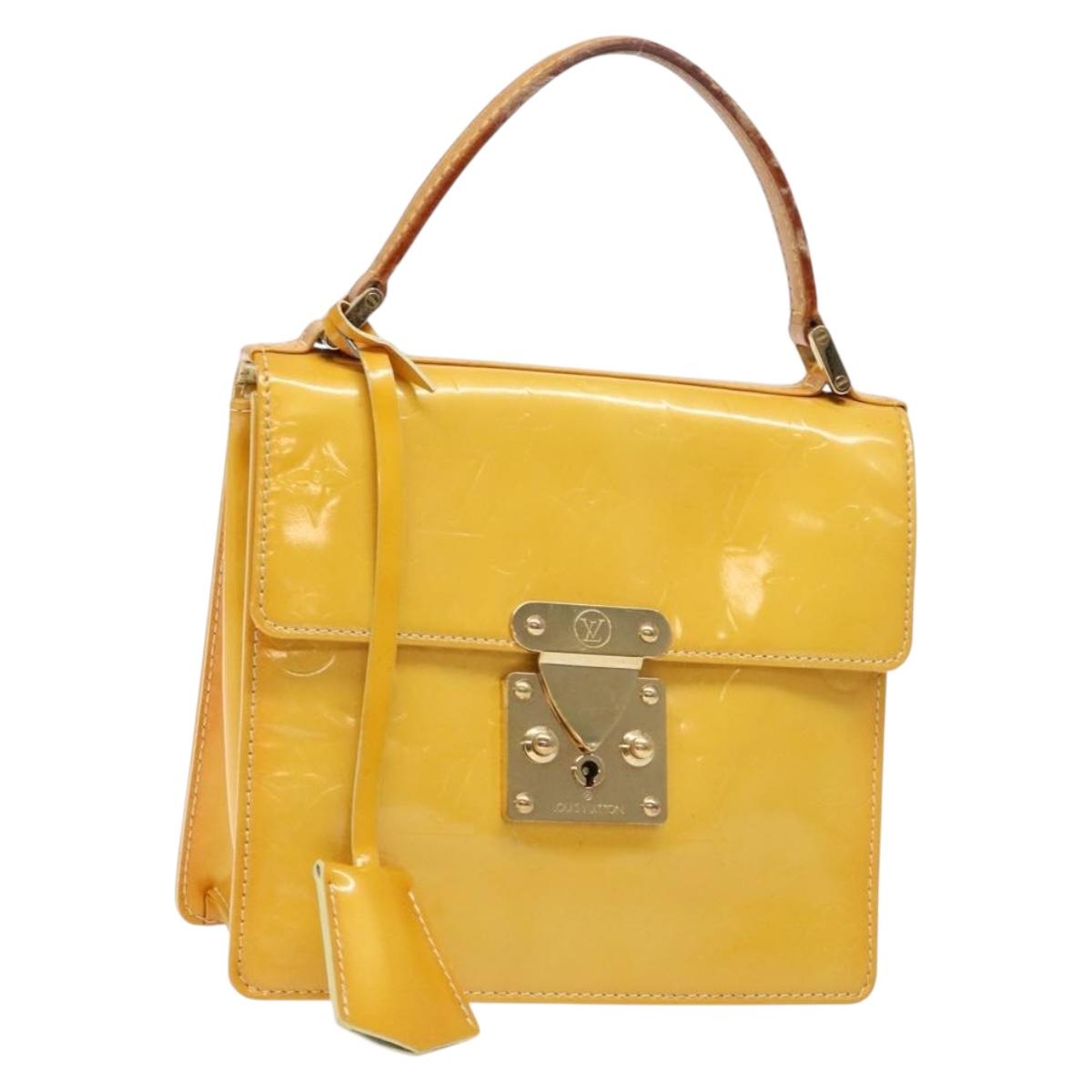 LOUIS VUITTON Monogram Vernis Spring Street Bag Lime Yellow M91068 Auth ep10568