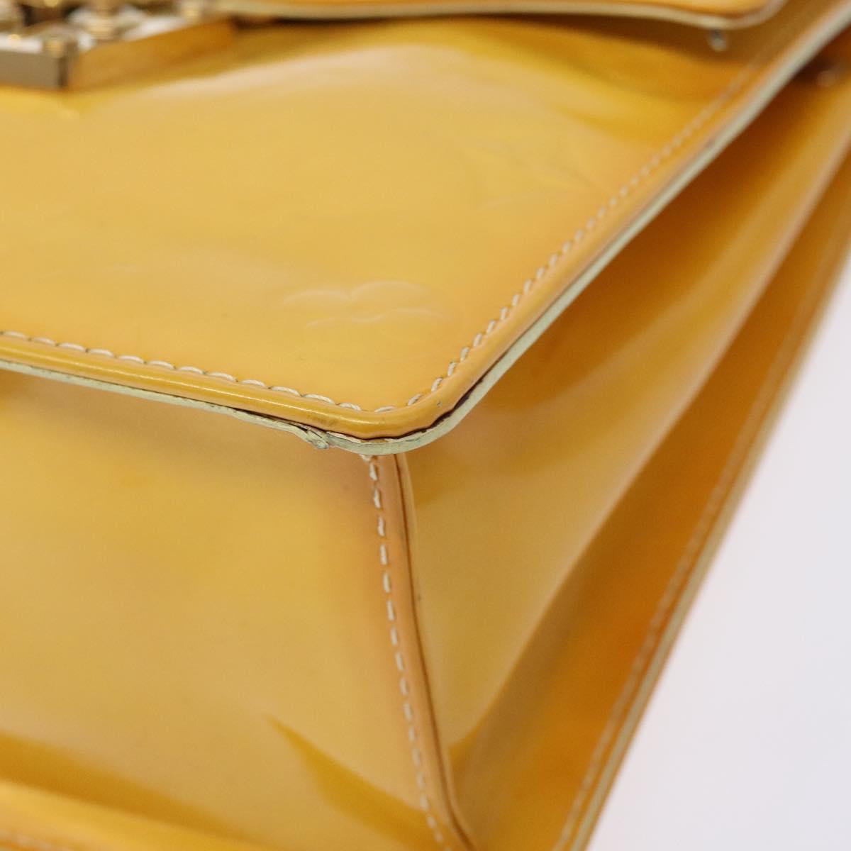 LOUIS VUITTON Monogram Vernis Spring Street Bag Lime Yellow M91068 Auth ep10568