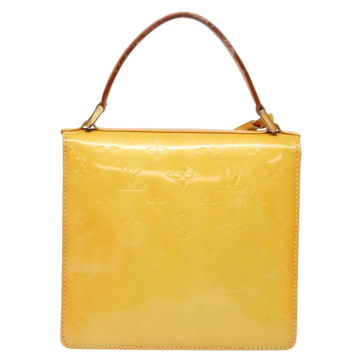 LOUIS VUITTON Monogram Vernis Spring Street Bag Lime Yellow M91068 Auth ep10568