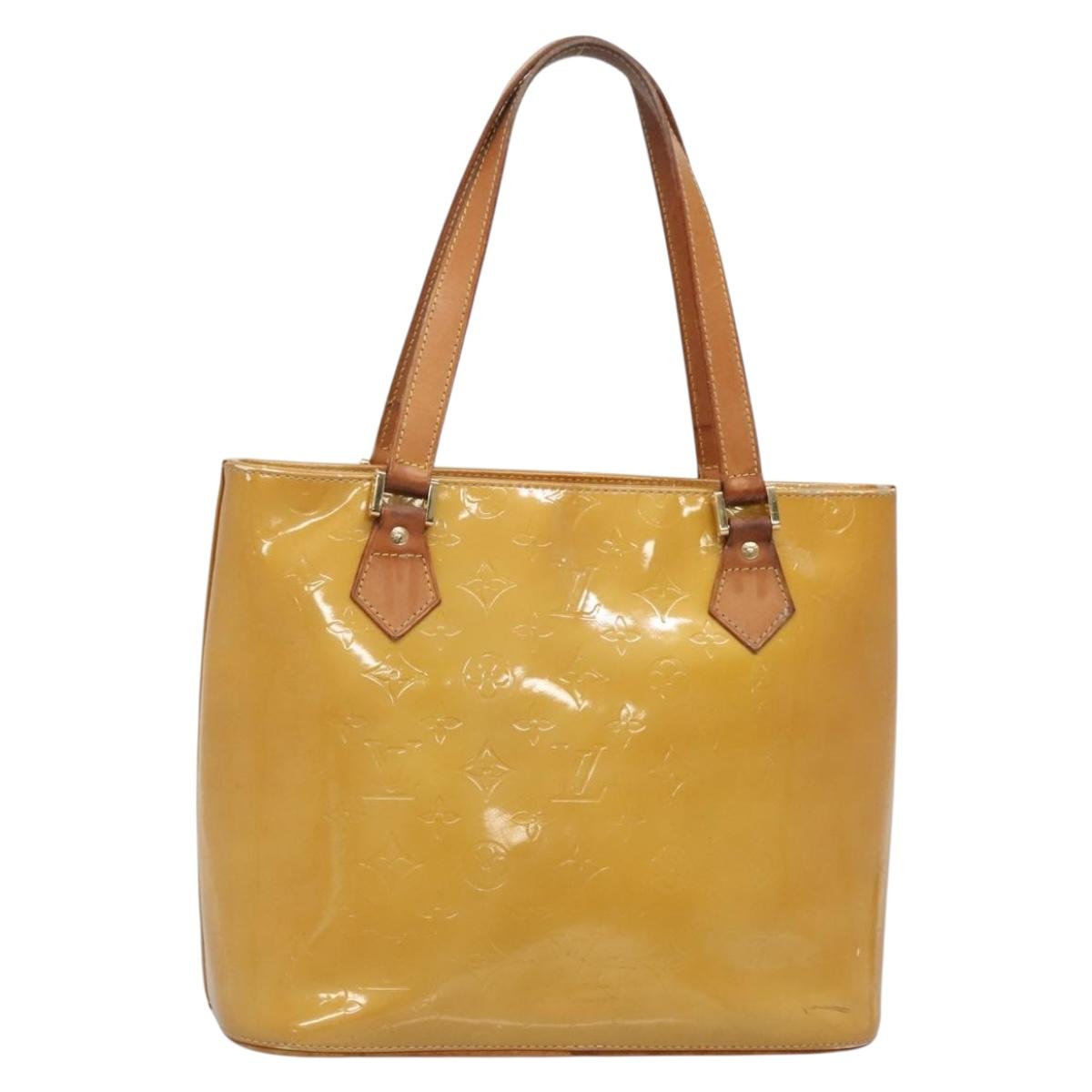 LOUIS VUITTON Monogram Vernis Houston Hand Bag Beige M91004 LV Auth ep10571