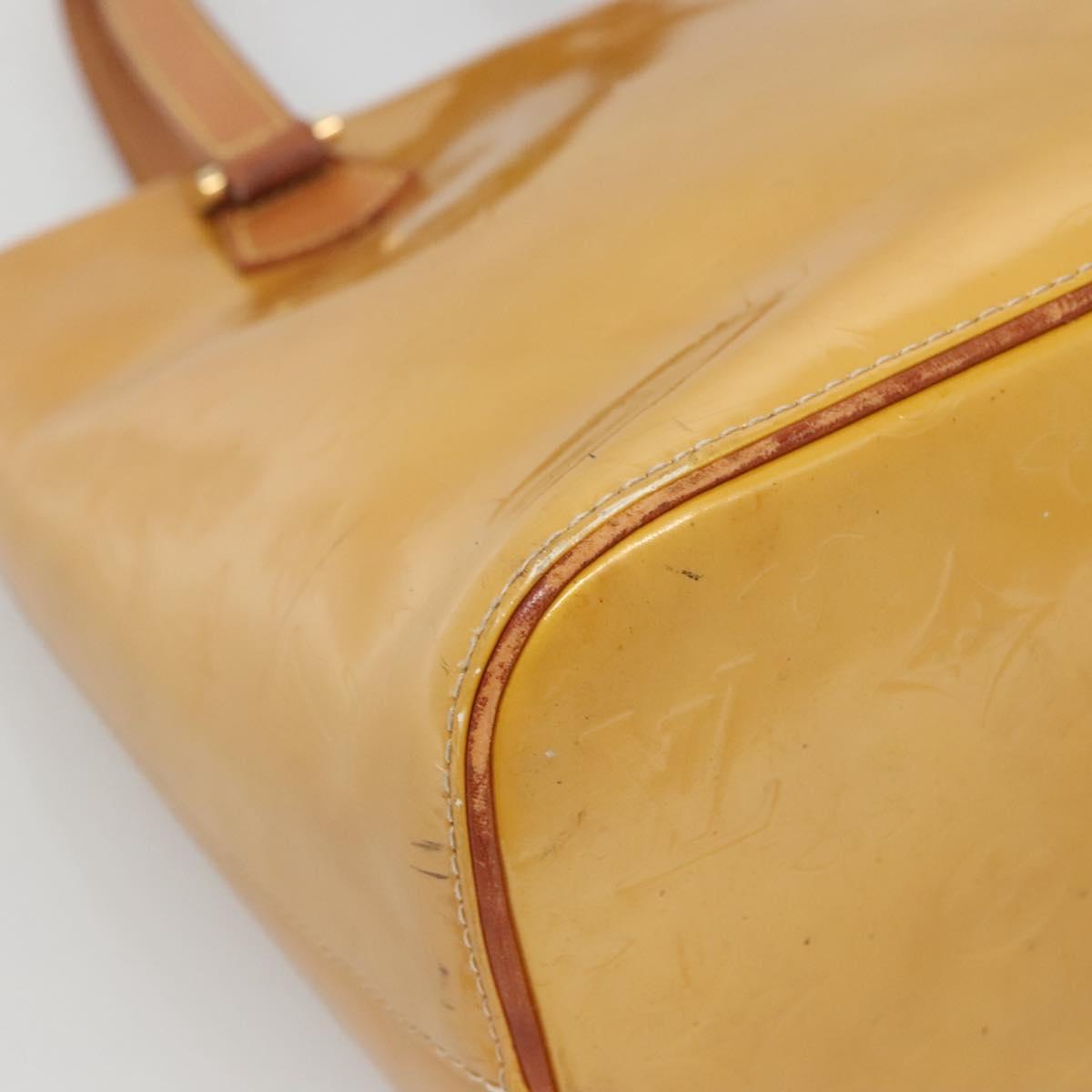 LOUIS VUITTON Monogram Vernis Houston Hand Bag Beige M91004 LV Auth ep10571