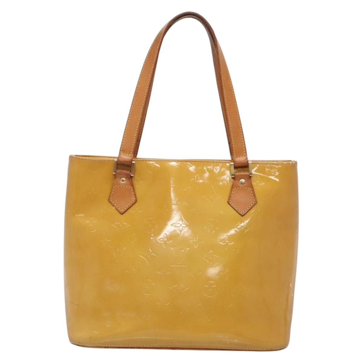 LOUIS VUITTON Monogram Vernis Houston Hand Bag Beige M91004 LV Auth ep10571