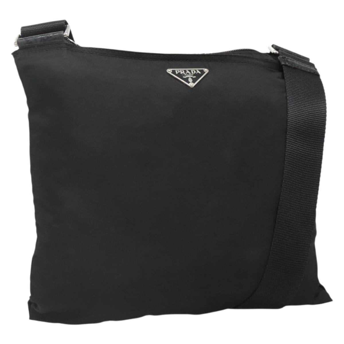PRADA Shoulder Bag Nylon Black Silver Auth ep10576