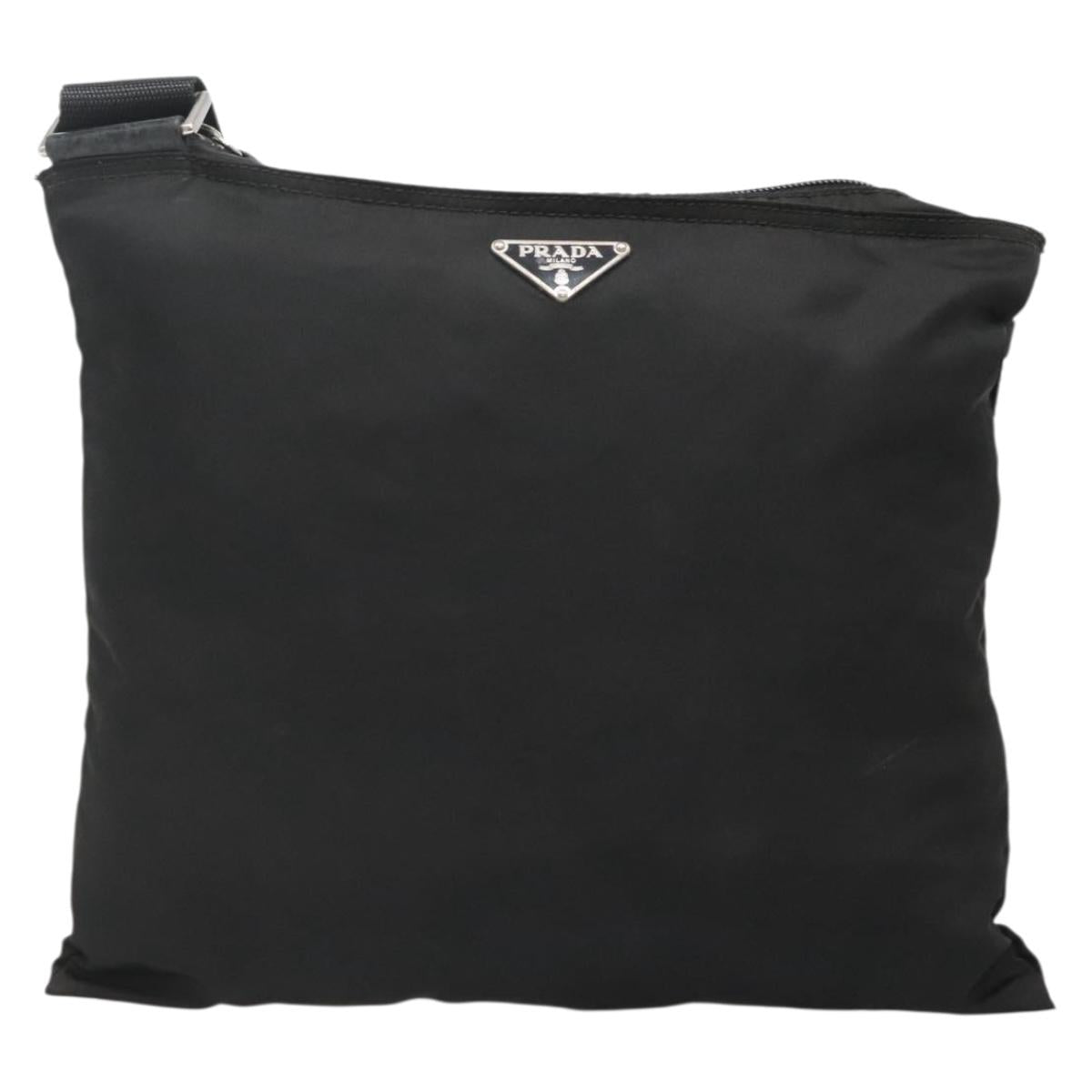 PRADA Shoulder Bag Nylon Black Silver Auth ep10576