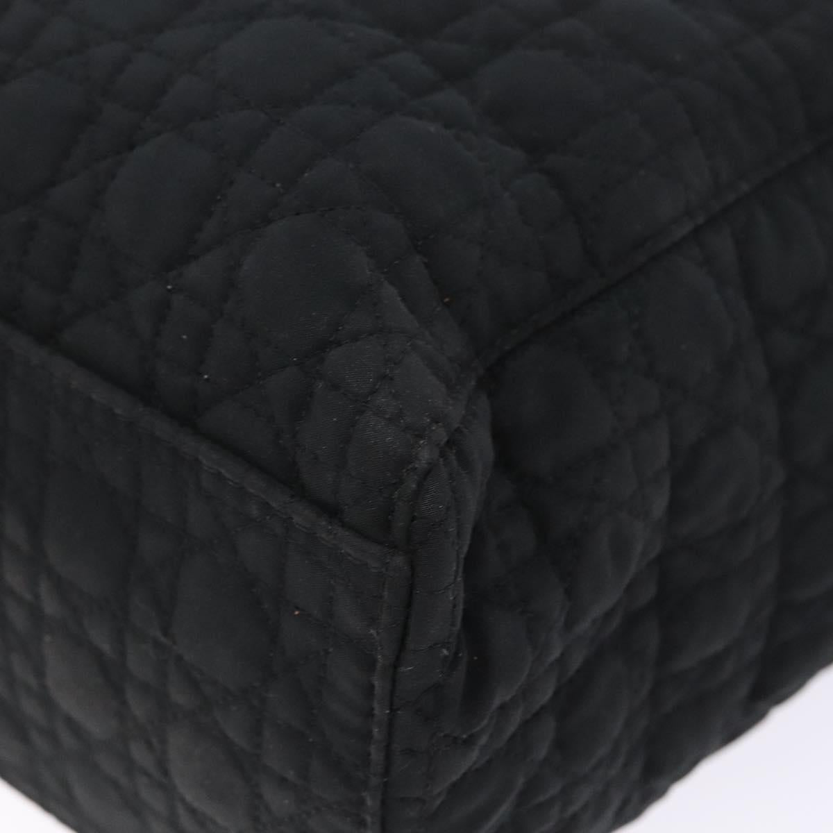 Christian Dior Lady Dior Canage Hand Bag Nylon Black Gold Auth ep10577