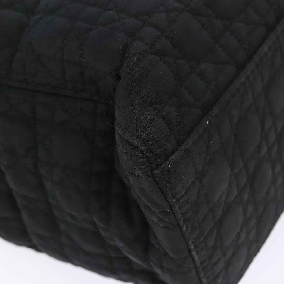Christian Dior Lady Dior Canage Hand Bag Nylon Black Gold Auth ep10577