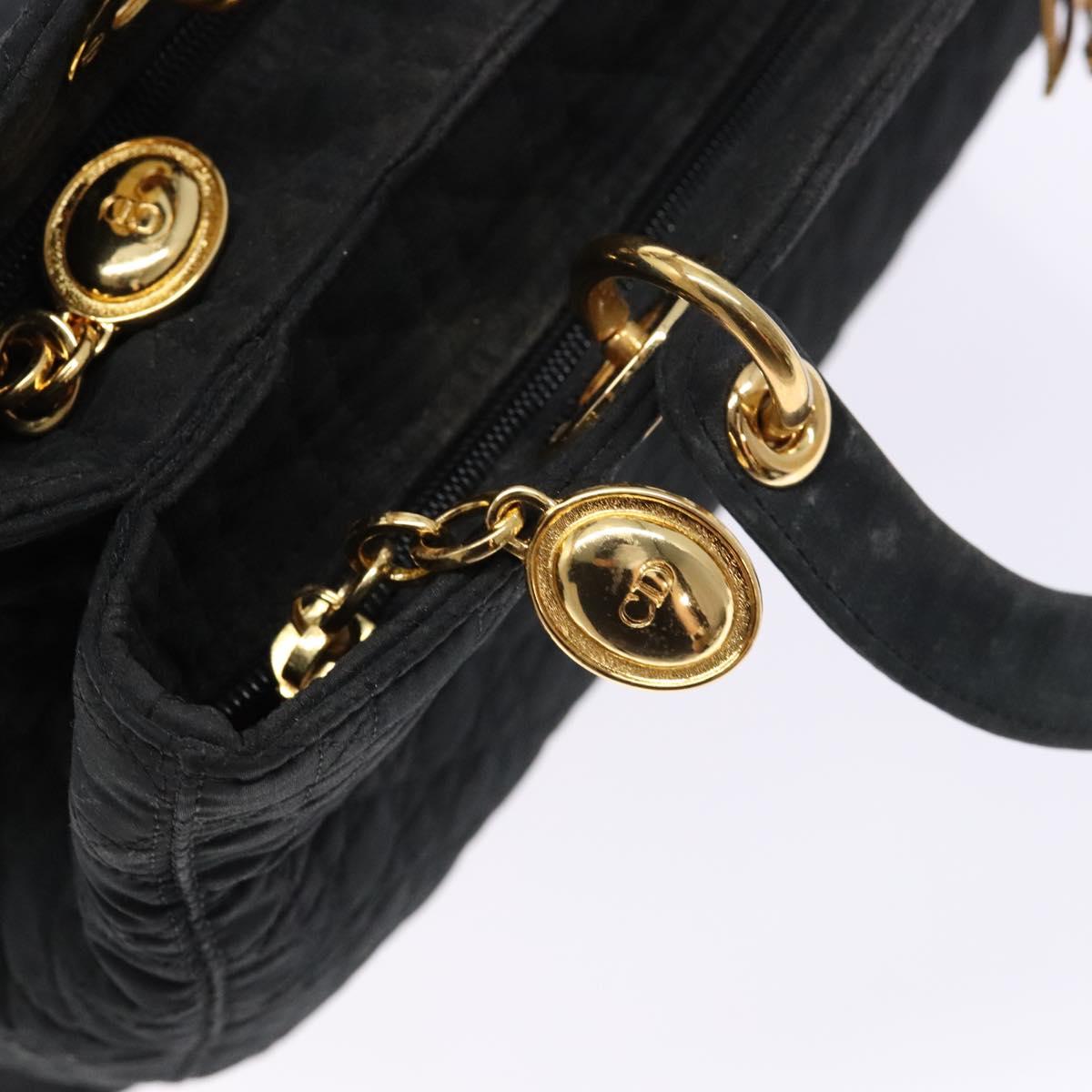 Christian Dior Lady Dior Canage Hand Bag Nylon Black Gold Auth ep10577